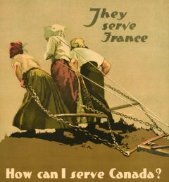 Original Antique WWI Home Front Poster How Can I Serve Canada Buy Victory Bonds