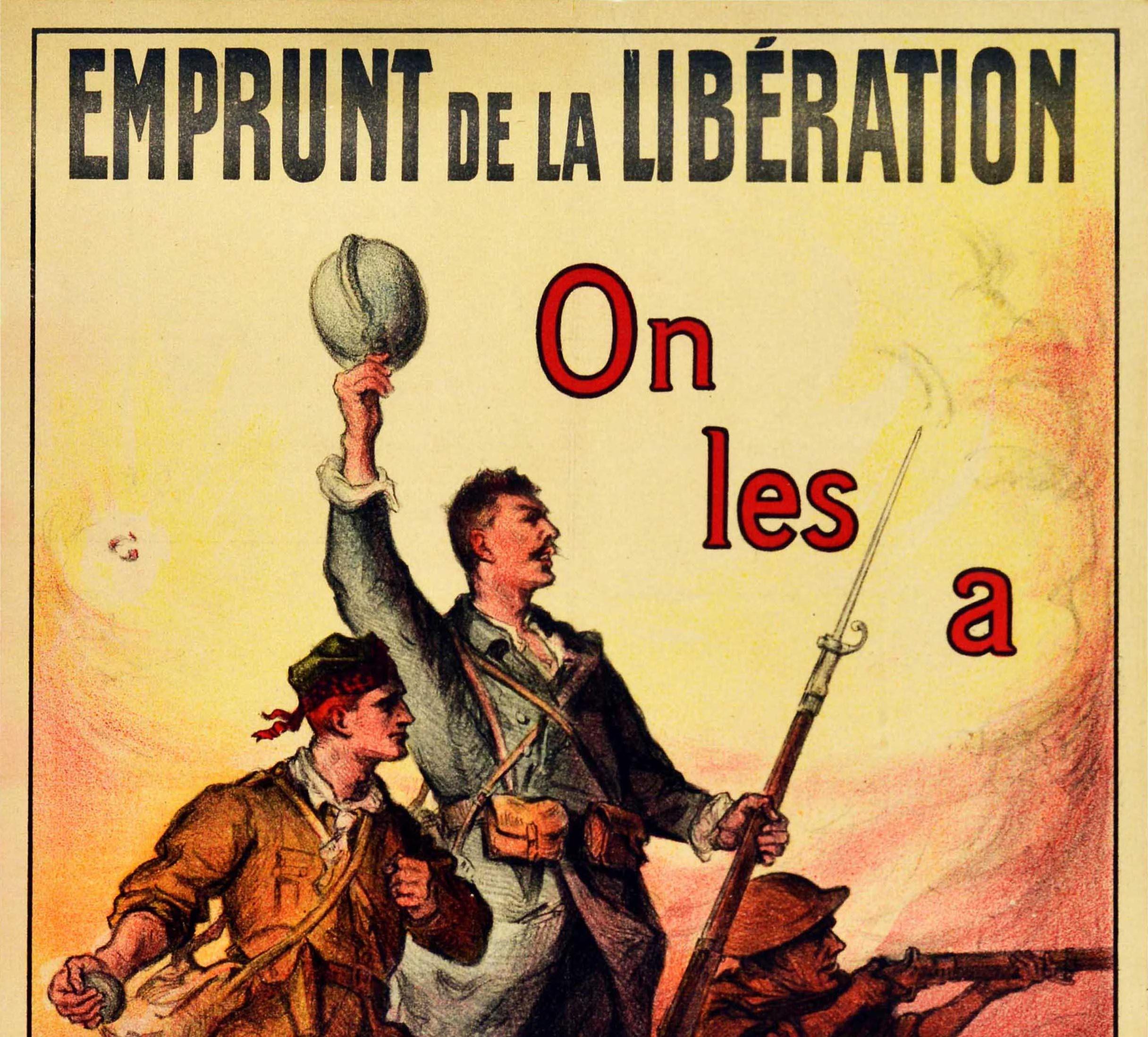 Original Antikes Original-Poster aus dem Ersten Weltkrieg, Emprunt De La Liberation Liberty Loan, Militärische Kunst – Print von Unknown