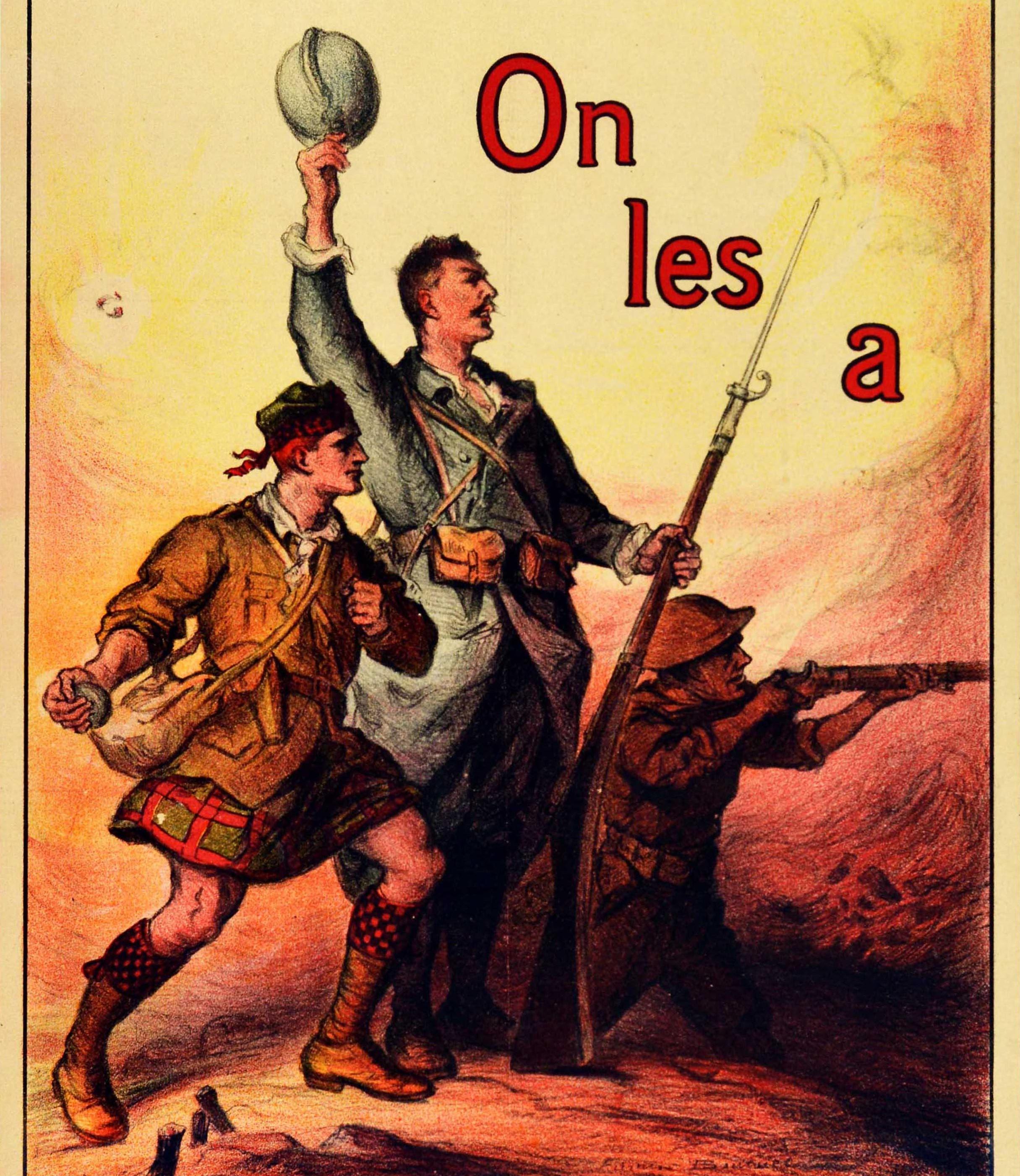 Cartel original antiguo de la Primera Guerra Mundial para el Préstamo de la Liberación Los tenemos Suscritos al London County & Westminster Bank (París) Ltd / Emprunt de la Liberation On les a Souscrivez a la London County & Westminster Bank Paris -