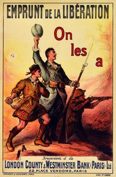 Original Antique WWI Poster Emprunt De La Liberation Liberty Loan Military Art