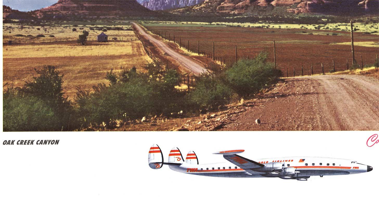 Original Arizona, Oak Creek Canyon, vintage Constellation aircraft vintage poste - Print by Unknown