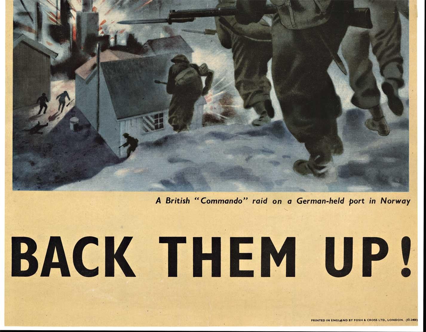 Originales Vintage-Poster „Back Them Up!“ aus dem britischen Zweiten Weltkrieg (Amerikanische Moderne), Print, von Unknown