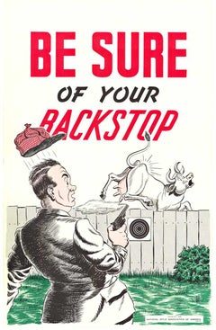 Original 'Be Sure of Your Backstop' Vintage N. R. A., 1946 Gun Safety poster