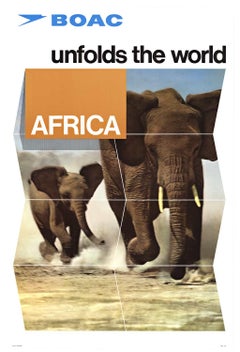 Original "BOAC Africa 'unfolds the world' vintage travel poster