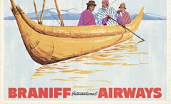 Original Bolivia Braniff International Airways vintage travel poster