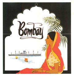 Original "Bombay" (American President Line) small format vintage travel poster