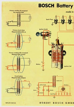 Original Bosch Battery Ignition System vintage horizontal automotive poster