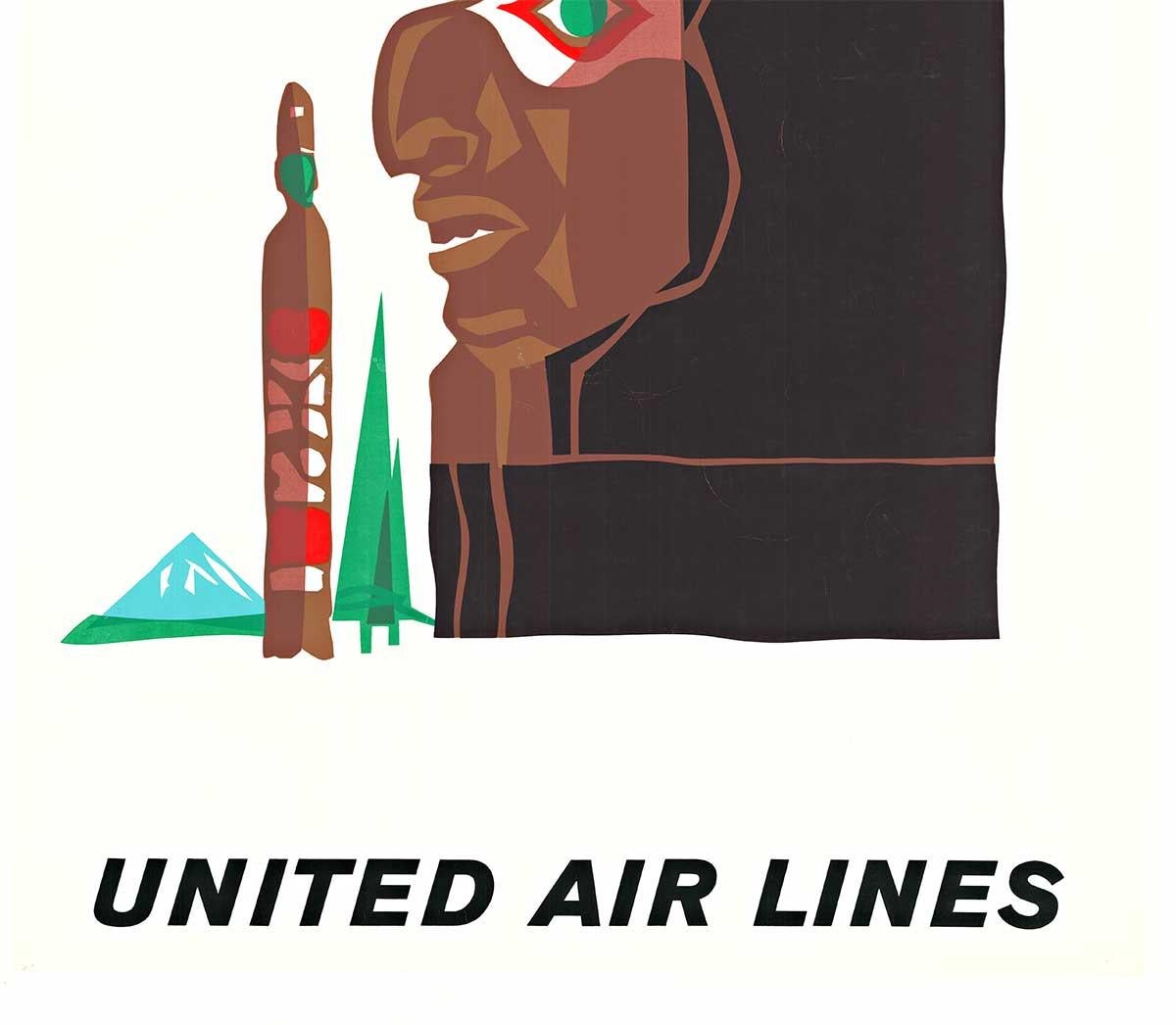 Original British Columbia United Air Lines travel poster - American Modern Print by Unknown