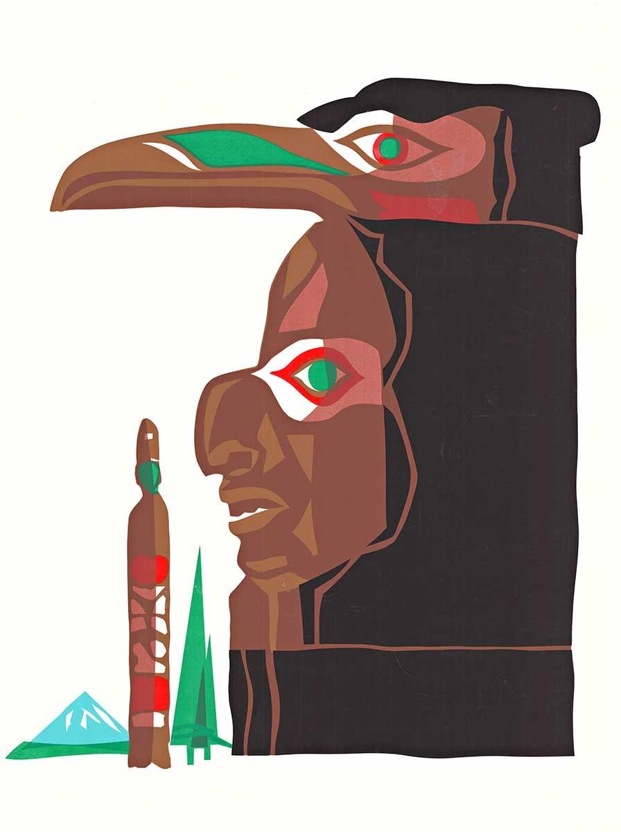 Original British Columbia United Air Lines travel poster - White Figurative Print by Unknown