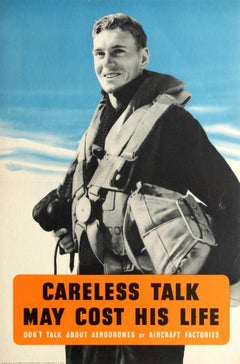 Original British WWII Poster - Careless Talk May Cost His Life - Royal Air Force