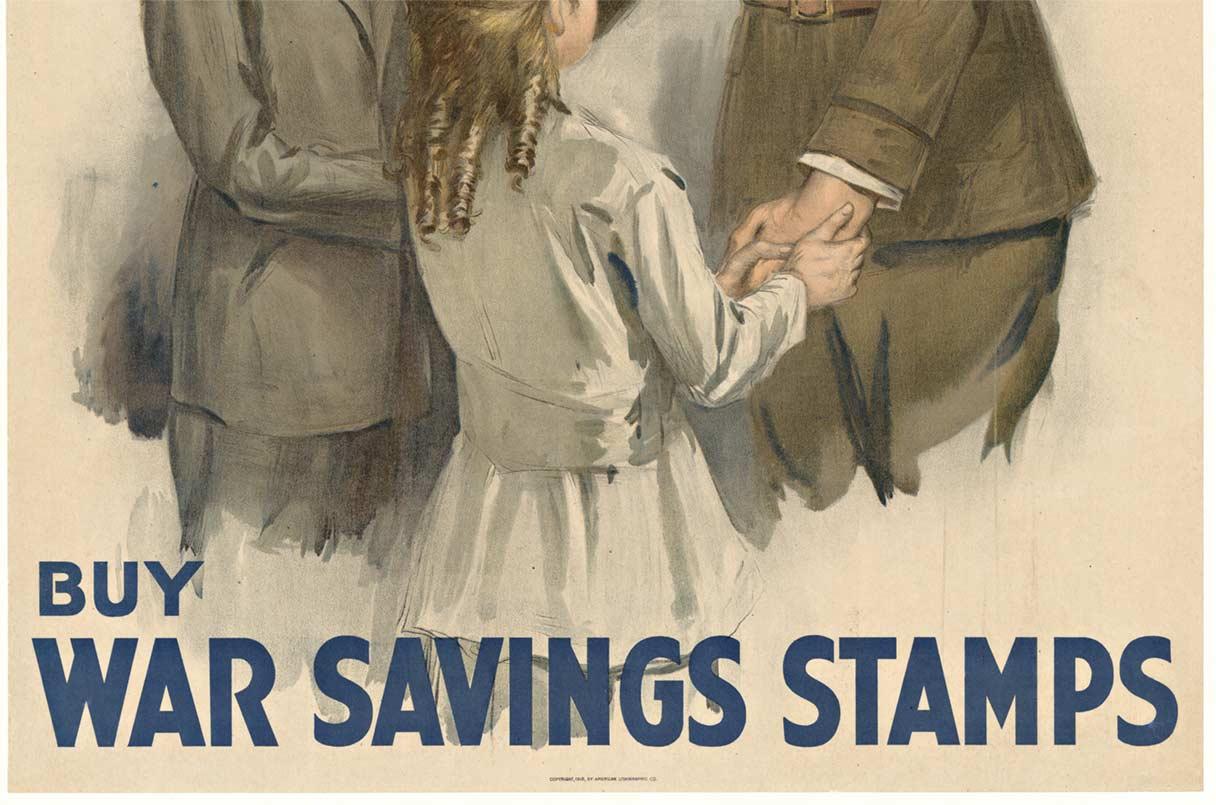 Original Buy War Savings Stempel WW1 Lithographie Vintage-Plakat (Amerikanischer Realismus), Print, von Unknown
