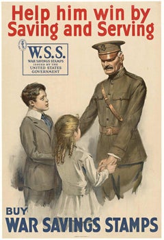 Original Buy War Savings Stamps WW1 lithograph vintage poster