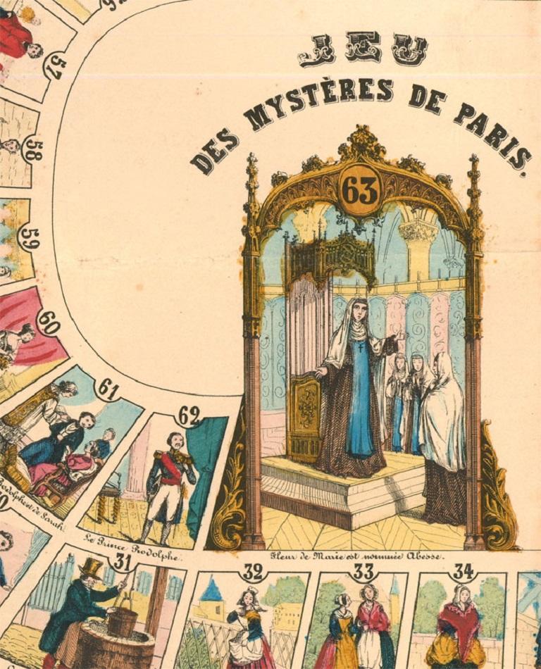 Original Lithographie aus der Zeit um 1850 – Französisches Spielbrett, Die Mysterien von Paris im Angebot 1