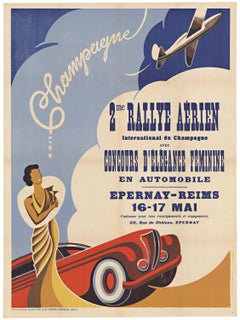 Original Champagne 2me Rallye Aerien ( Aérien)  vintage poster.