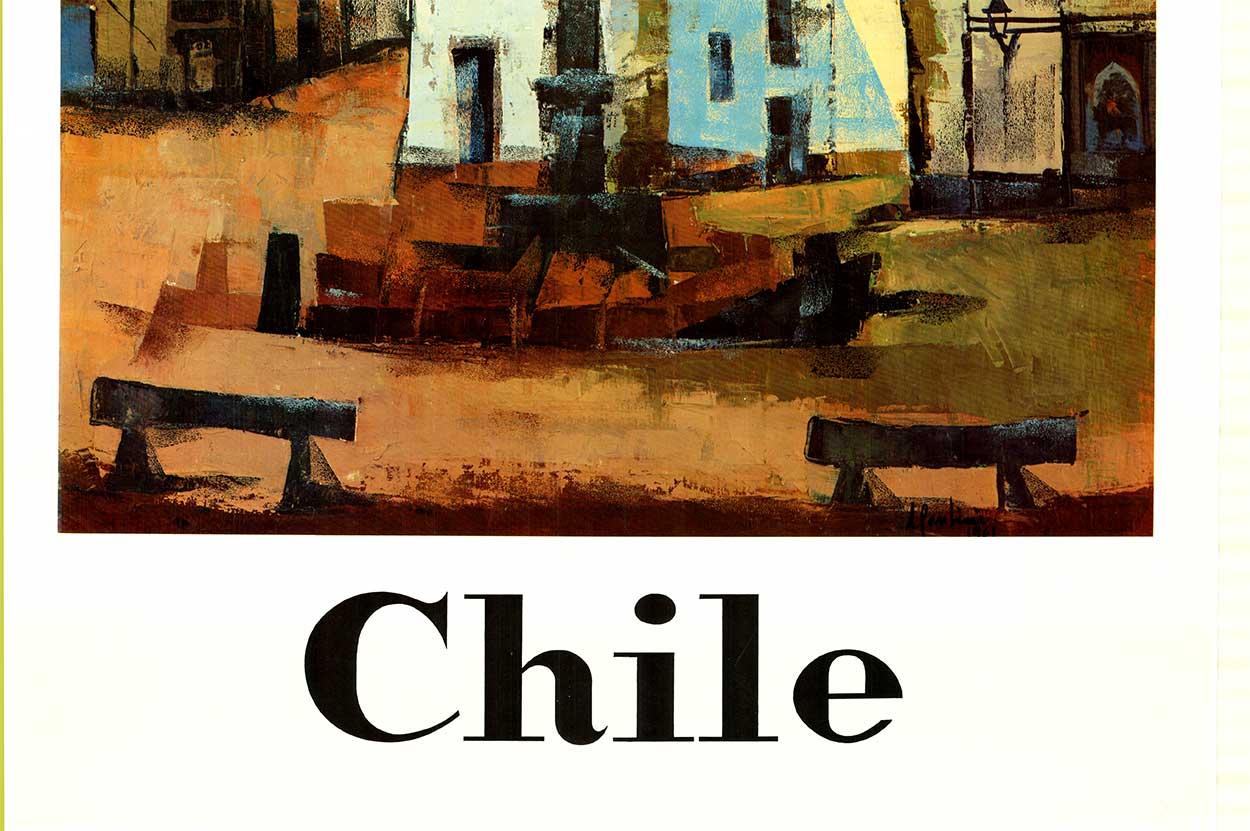 Chile – Chilenisches Reiseplakat (Beige), Landscape Print, von Unknown