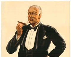 Original Cigares Maestro vintage European art deco linen backed poster