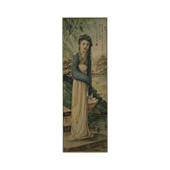 Original circa 1900 Chinese Lady by the Water Decorative Poster
