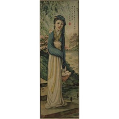 Original circa 1900 Chinese Lady by the Water Decorative Poster