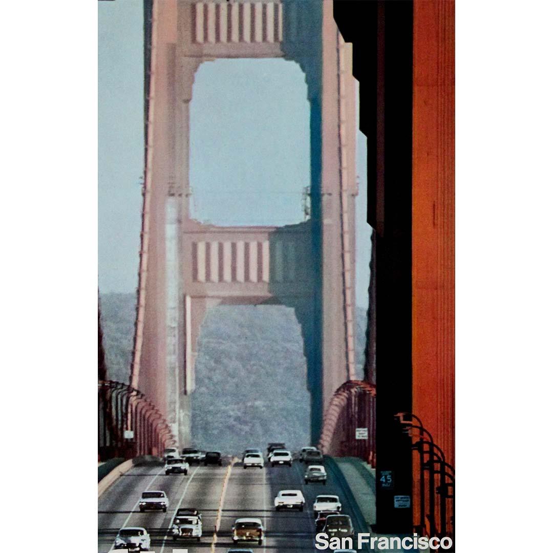Original circa 1970 Lufthansa travel poster Golden Gate Bridge San Francisco en vente 1