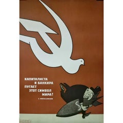 Original circa 1970 Soviet propaganda poster - Cold War