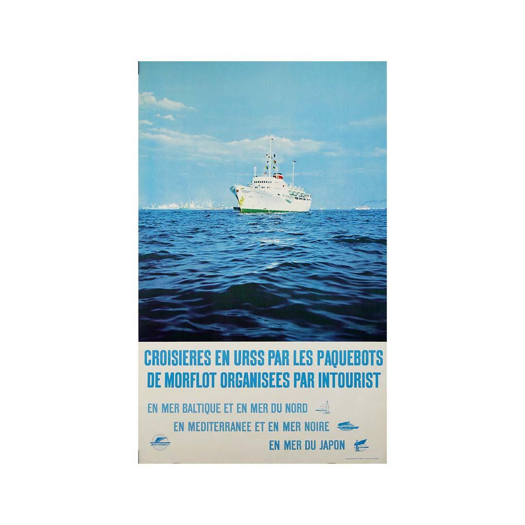 Original circa 1970 travel poster by Intourist - Luxury cruises aboard Morflot For Sale 2
