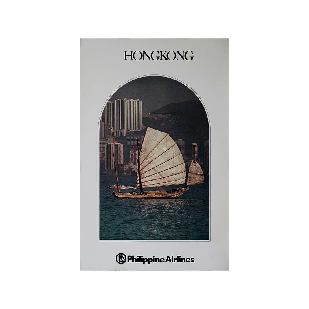 Original circa 1970 travel poster for Philippine Airlines - HongKong For Sale 2