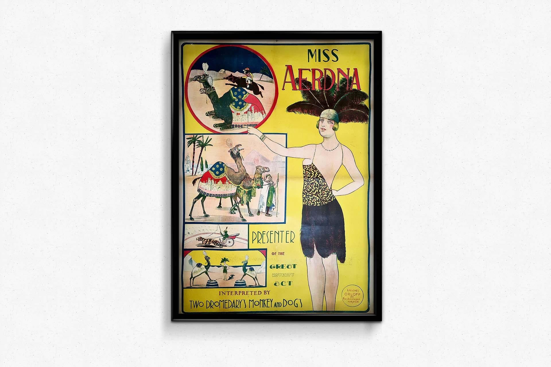 Original circus poster of the beginning of the XXth century: Miss Aerdna For Sale 2