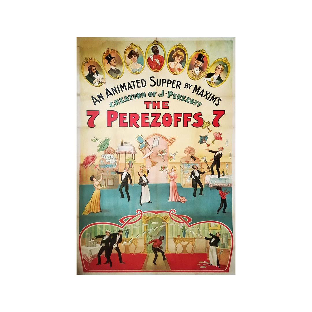 A fine display of circus skills, and more specifically juggling, from the 7 Perezoffs. The Perezoffs got the ball rolling again with their spectacular juggling act, Un souper animé chez Maxim's, in which the seven jugglers passed on everything from