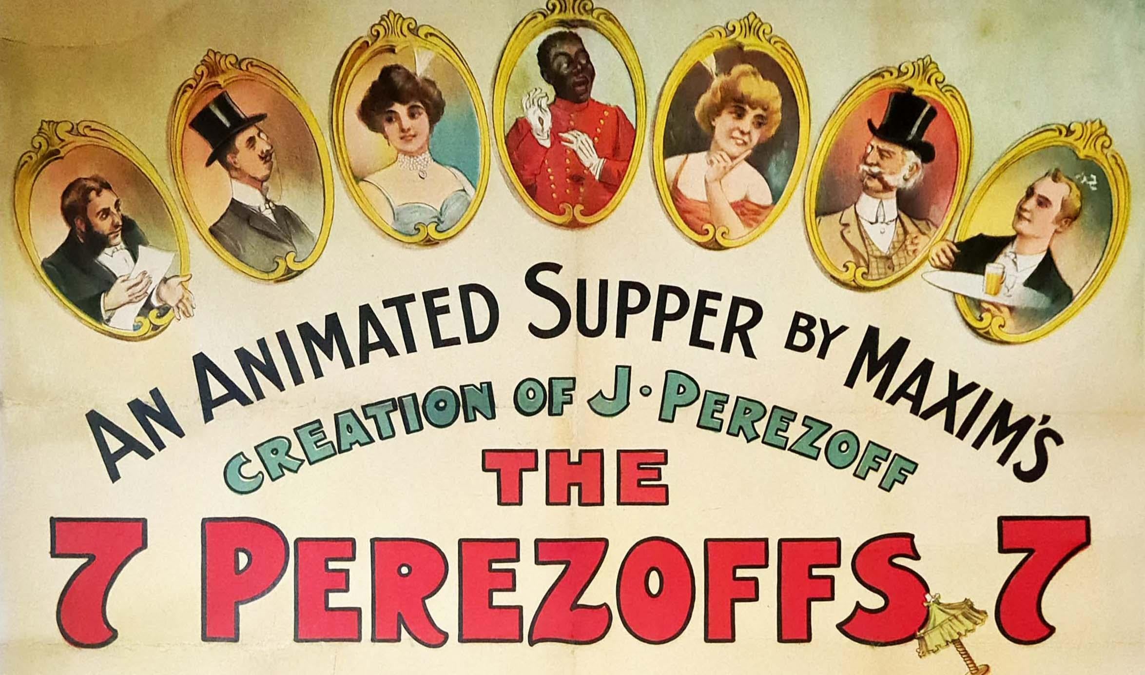 Original circus poster - Un souper animé chez Maxim's by the 7 Perezoffs 1