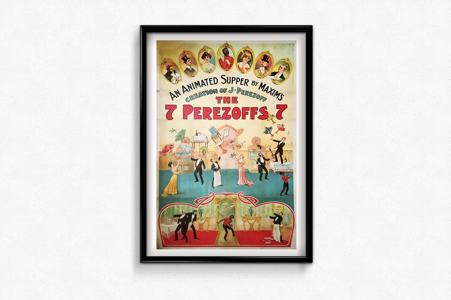Original circus poster - Un souper animé chez Maxim's by the 7 Perezoffs 2