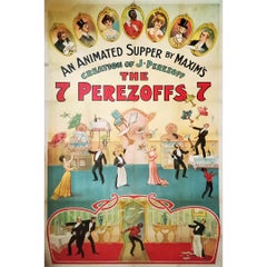 Antique Original circus poster - Un souper animé chez Maxim's by the 7 Perezoffs