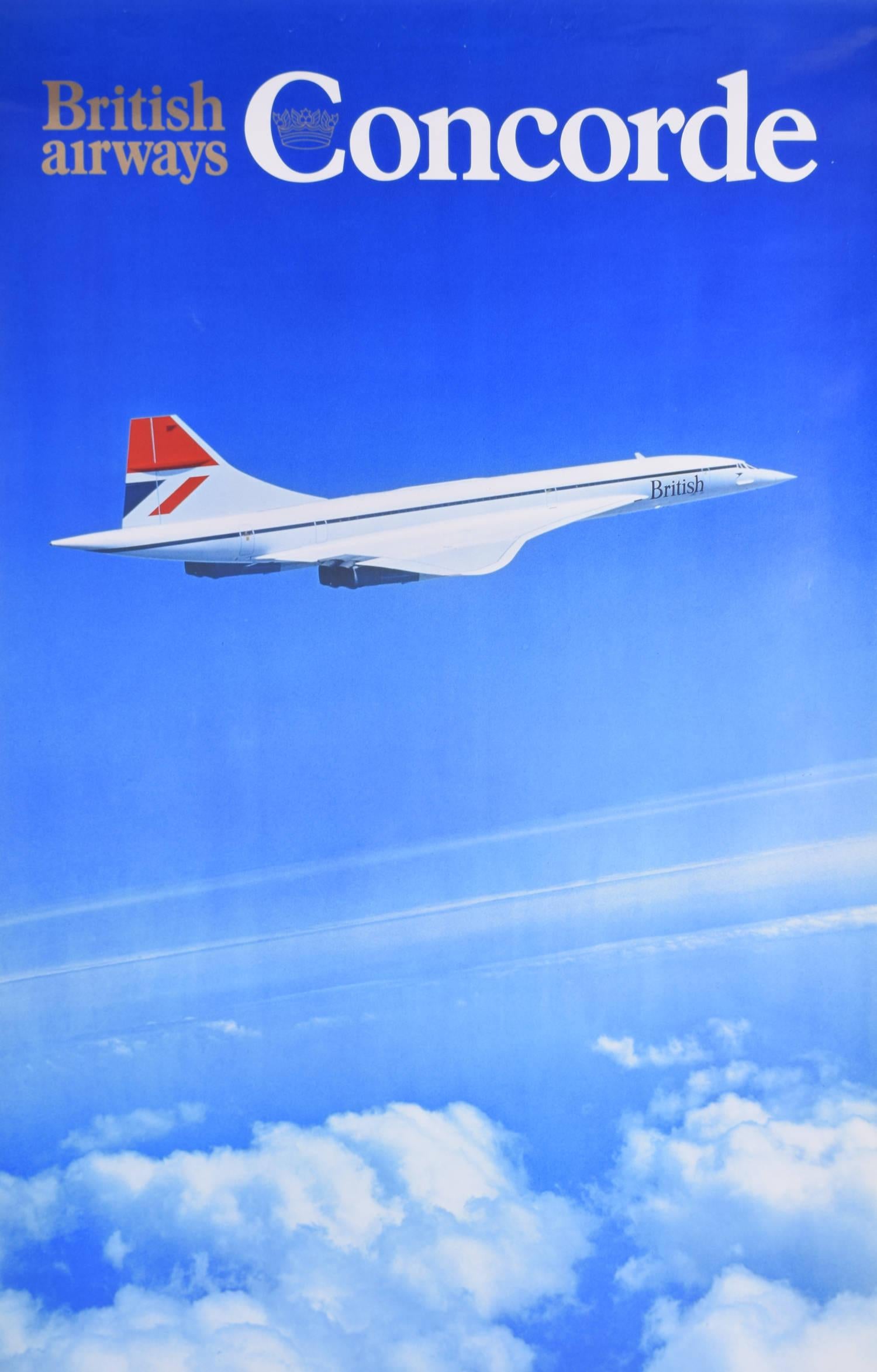 Figurative Print de Unknown - Cartel original del Concorde para British Airways hacia 1980