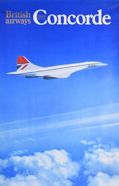 Affiche originale de Concorde pour British Airways, datant d'environ 1980