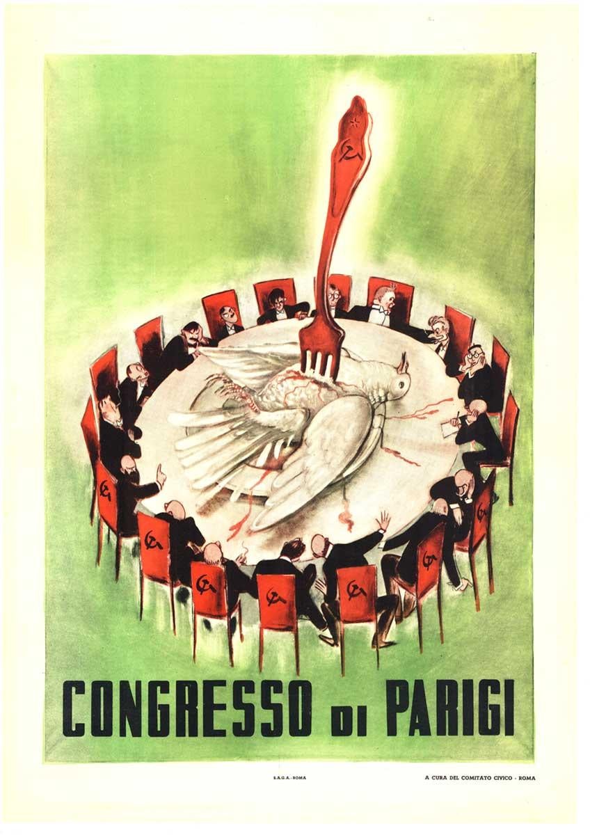Cartel político original de época Congresso di Parigi