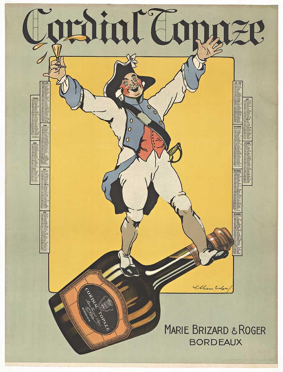 Original Cordial Topaze, original 1924 lithograph linen backed vintage poster