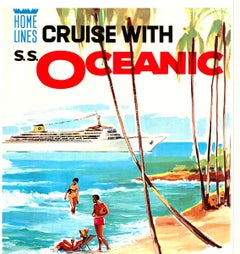 Original Cruise with S.S. Oceanic to the Bahamas - Caribbean travel poster
