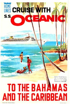 Croisière originale avec S.S. Oceanic to the Bahamas - Affiche de voyage dans les Caraïbes