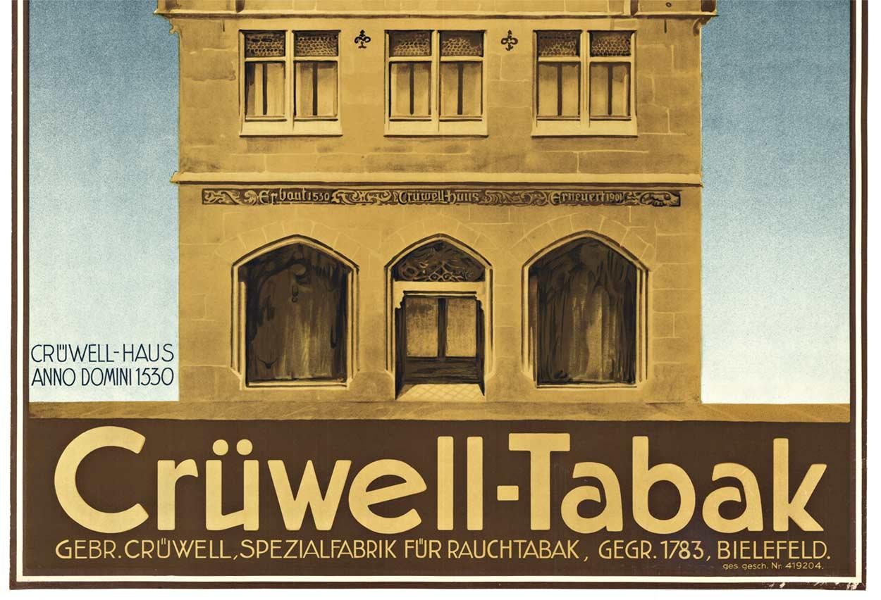 Originales Cruwell Tabak-Vintage-Poster.   Crüwell-Tabak (Gotisch), Print, von Unknown