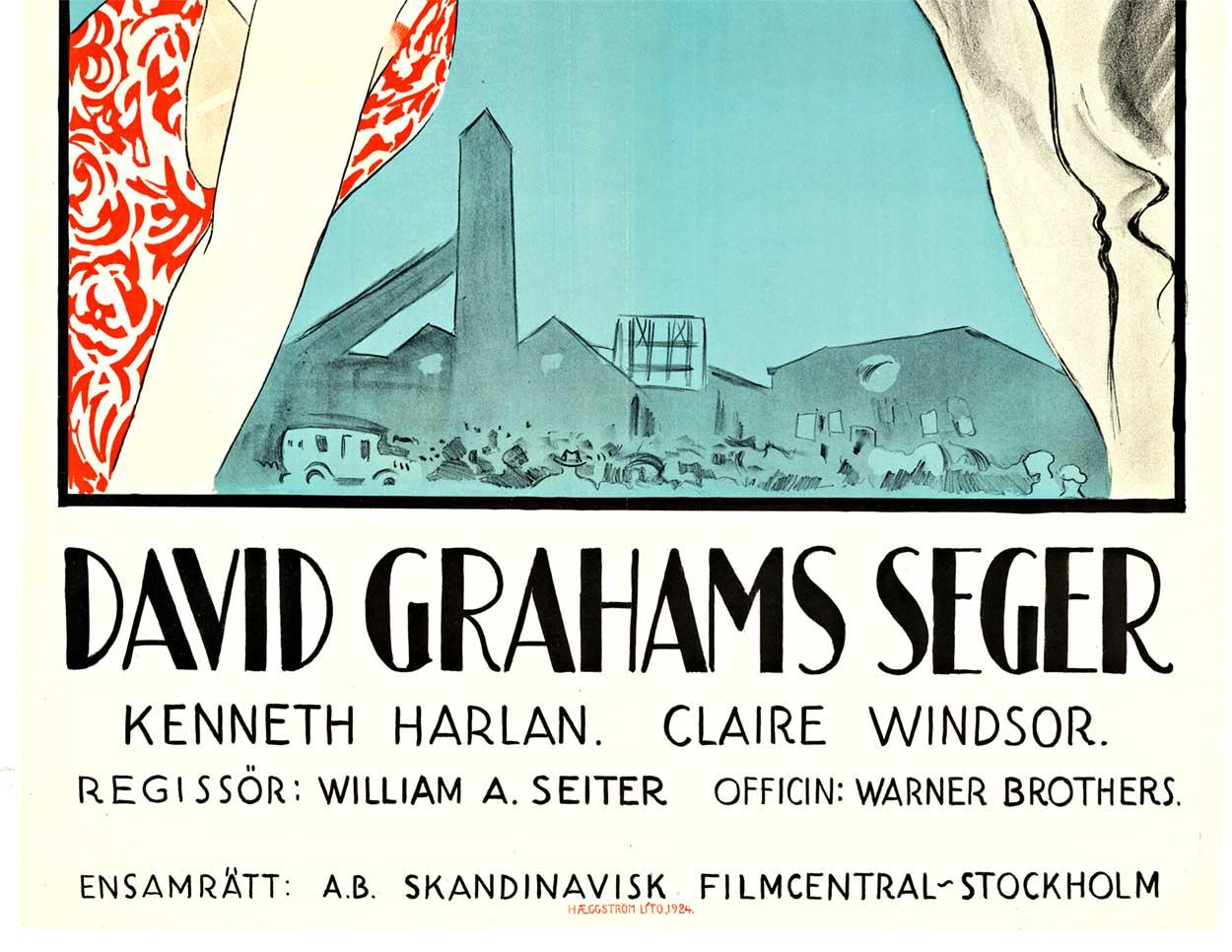 Affiche originale du film muet suédois de 1924 de David Graham (Victoire) - Art déco Print par Unknown