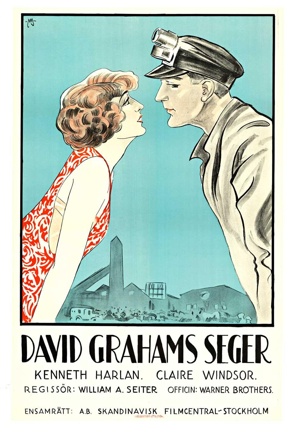 Affiche originale du film muet suédois de 1924 de David Graham (Victoire)