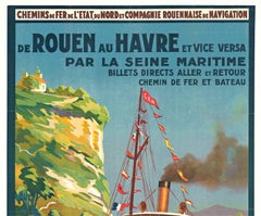 Original "de Rouen au Havre' vintage travel by ship vintage poster