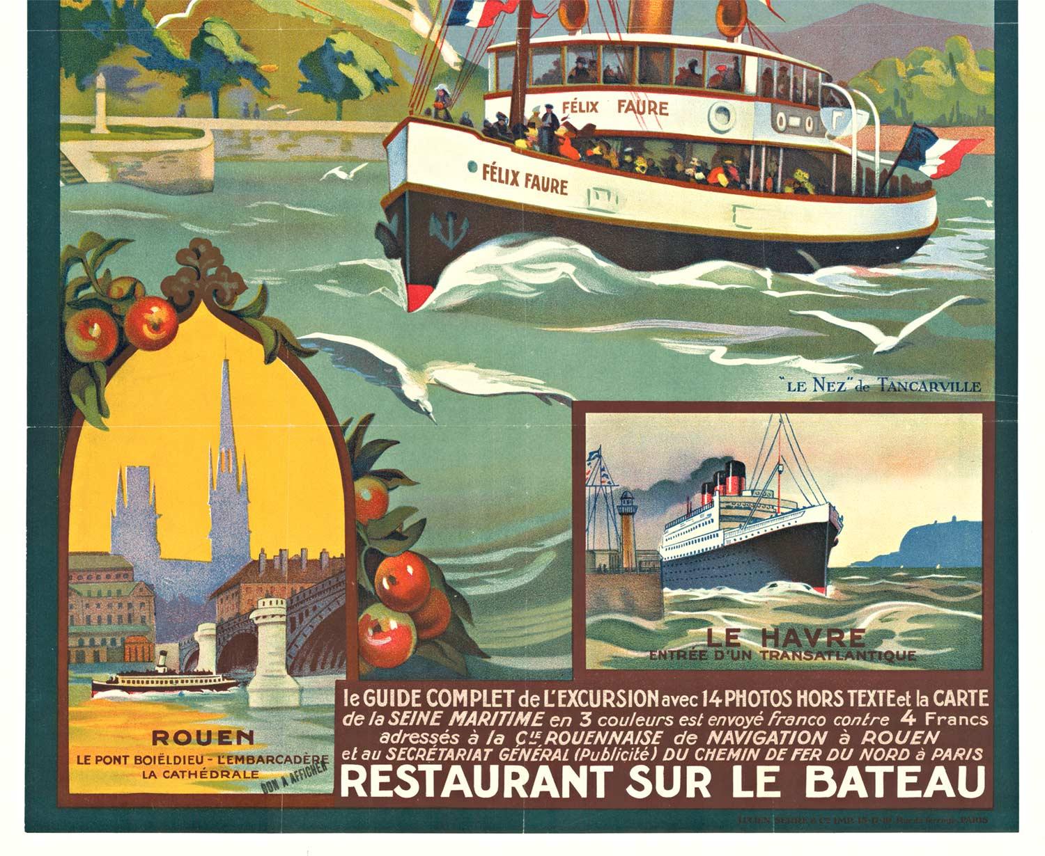 Vintage-Poster „de Rouen au Havre“, Vintage-Reise von Schiff (Amerikanischer Realismus), Print, von Unknown