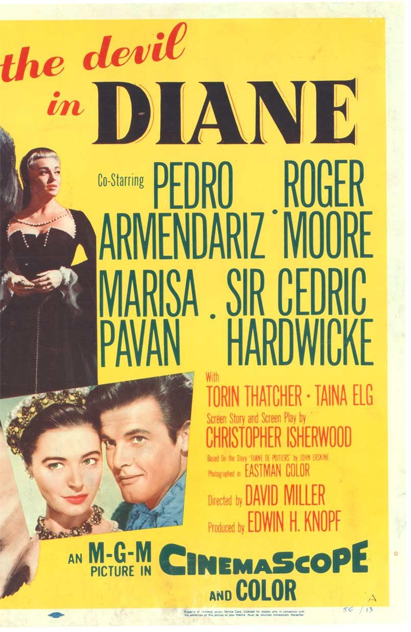 Vintage-Filmplakat „Diane“ aus 1/2-Blatt  Lana Turner, Roger Moore, Lana (Amerikanische Moderne), Print, von Unknown