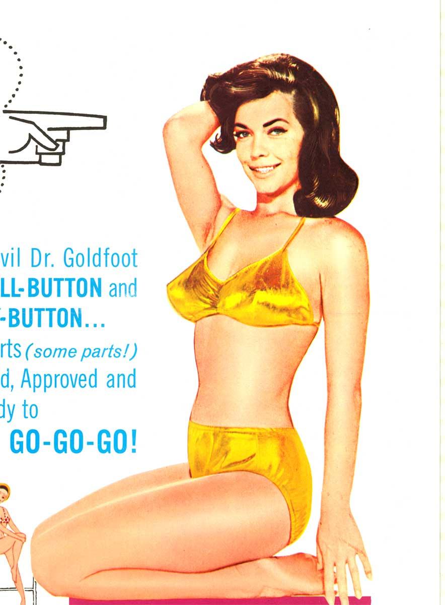Dr. Goldfoot and the Bikini Machine.   This is a bikini machine ... Order your '66 model now.   US 1 sheet, linen backed with original fold marks restored, ready to frame.  Excellent condition.  NSS:  65/364

Starring Vincent Price, Frankie Avalon,