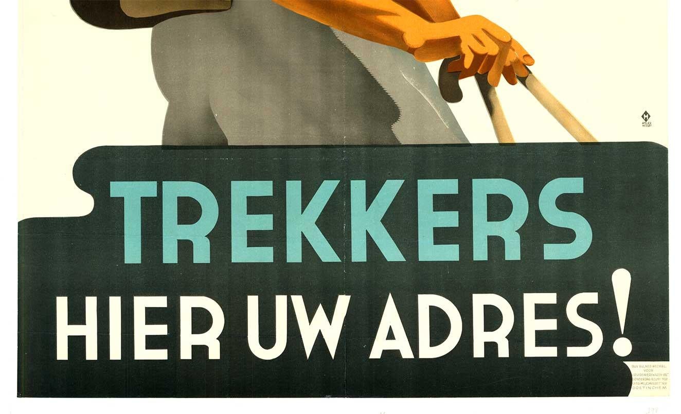 ¡Original Dutch Trekkers Hier Uw Adres!  Campistas, dejad aquí el cartel con vuestra dirección - Print moderno estadounidense de Unknown