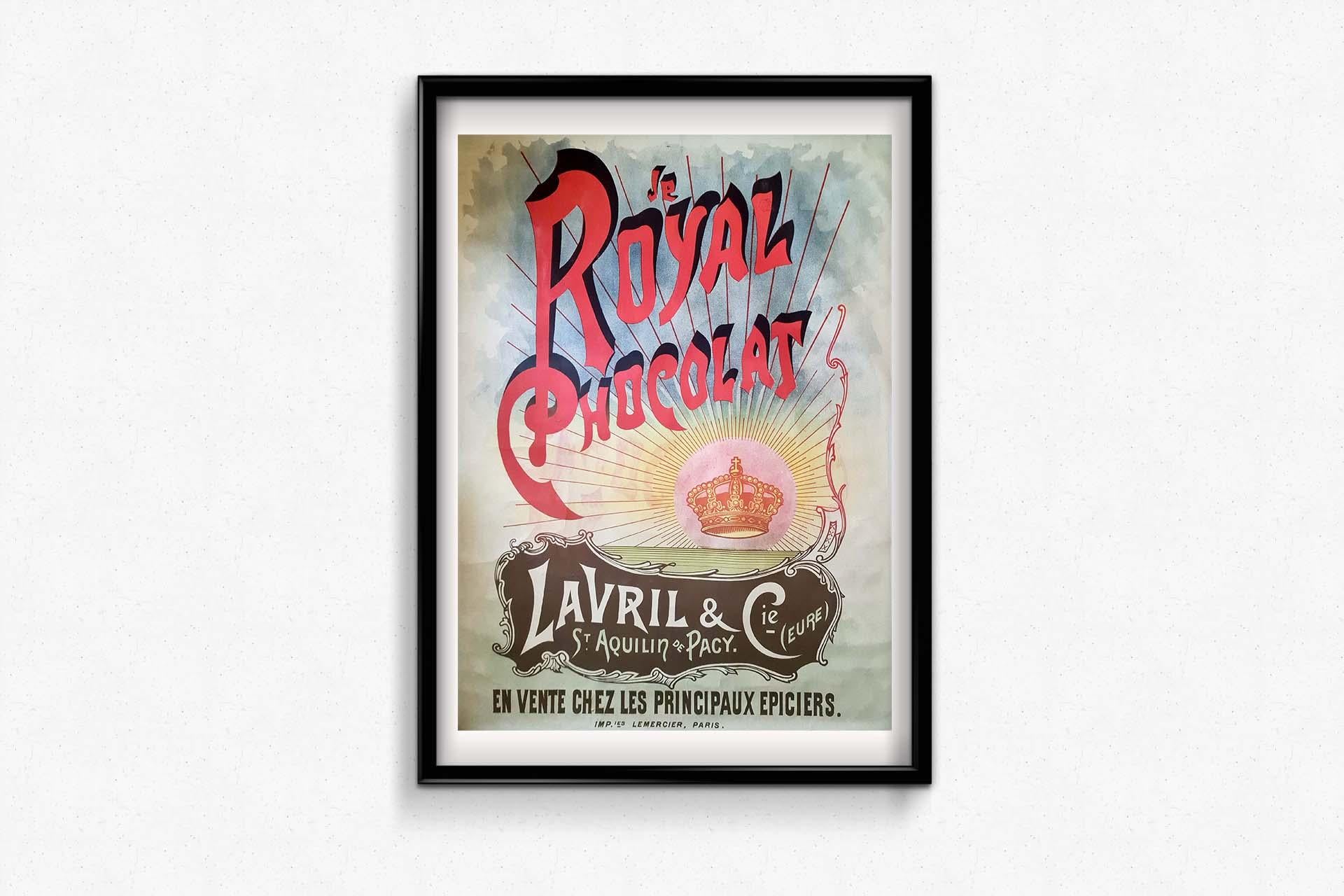 Original early 20th century poster for Royal Chocolat, Lavril & Cie - Eure For Sale 1
