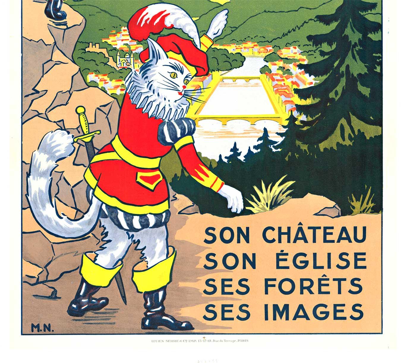 Affiche de voyage originale Puss « Épinal, Chemin de Fer de l'Est » vintage - Print de Unknown