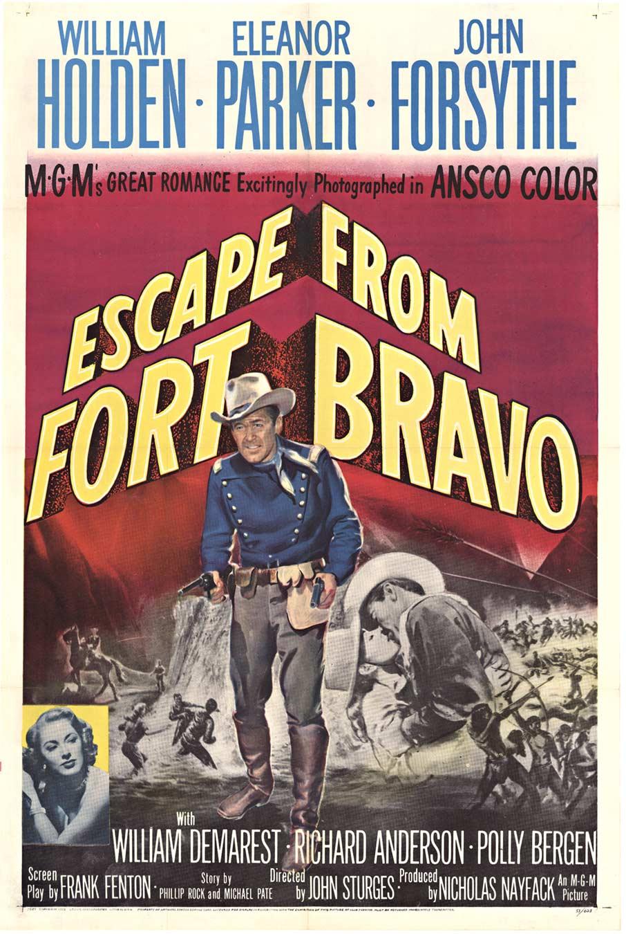 Unknown Portrait Print - Original "Escape From Fort Bravo" US 1-sheet vintage movie poster  1953