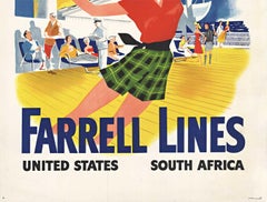 Original "Farrell Lines,  Happy Ships Sunny Skies" vintage cruise line poster