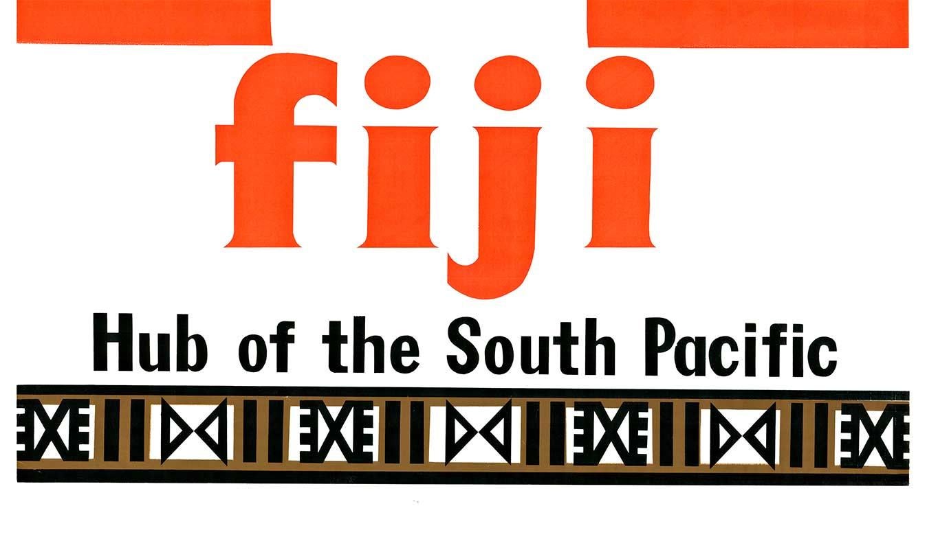 Fiyi original - Centro de la vendimia del Pacífico Sur  póster de viaje con reverso de lino. - Print de Unknown